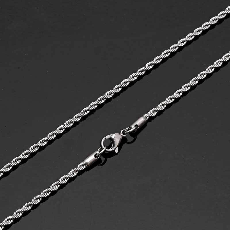 Twisted Rope Chain Necklace in Stainless Steel – Hip Hop Style Unisex Jewelry