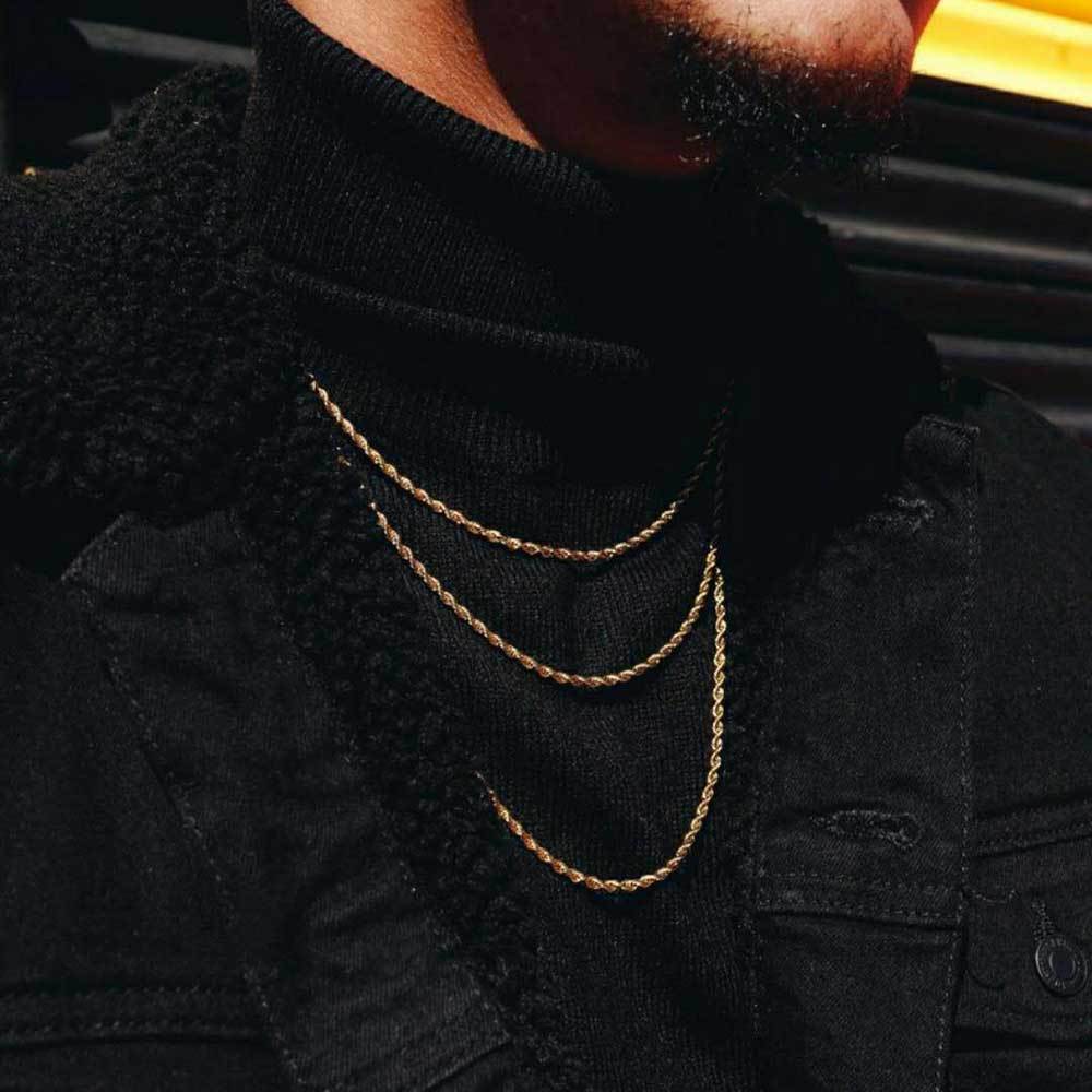 Twisted Rope Chain Necklace in Stainless Steel – Hip Hop Style Unisex Jewelry