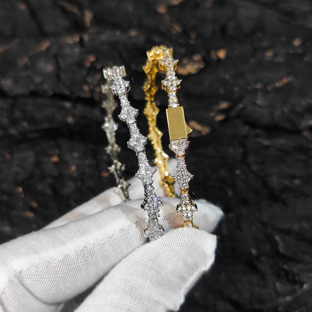 Tennis Chain Necklace and Bracelet Set with Cubic Zirconia in Gold or White Gold