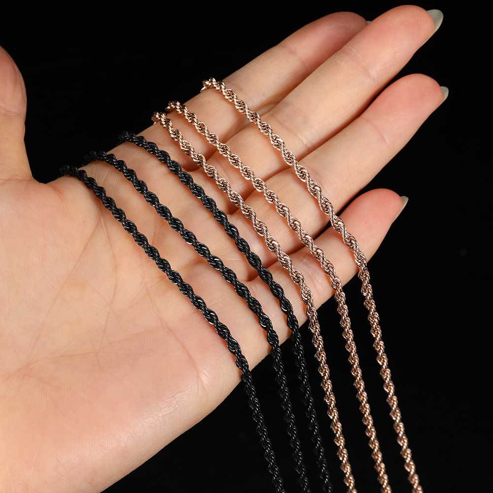 Twisted Rope Chain Necklace in Stainless Steel – Hip Hop Style Unisex Jewelry