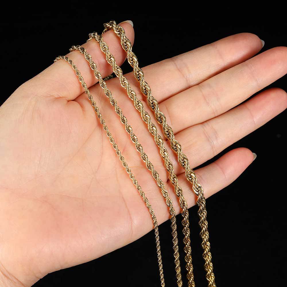 Twisted Rope Chain Necklace in Stainless Steel – Hip Hop Style Unisex Jewelry