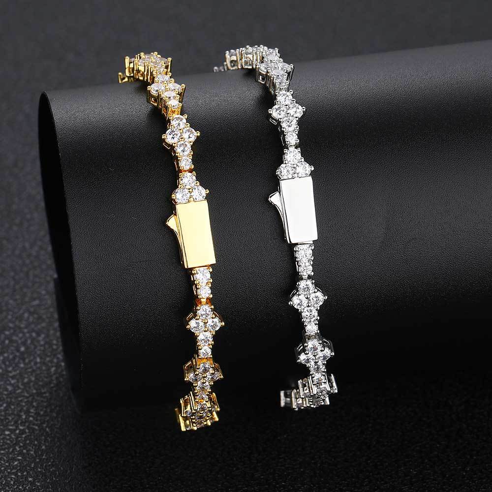 Tennis Chain Necklace and Bracelet Set with Cubic Zirconia in Gold or White Gold