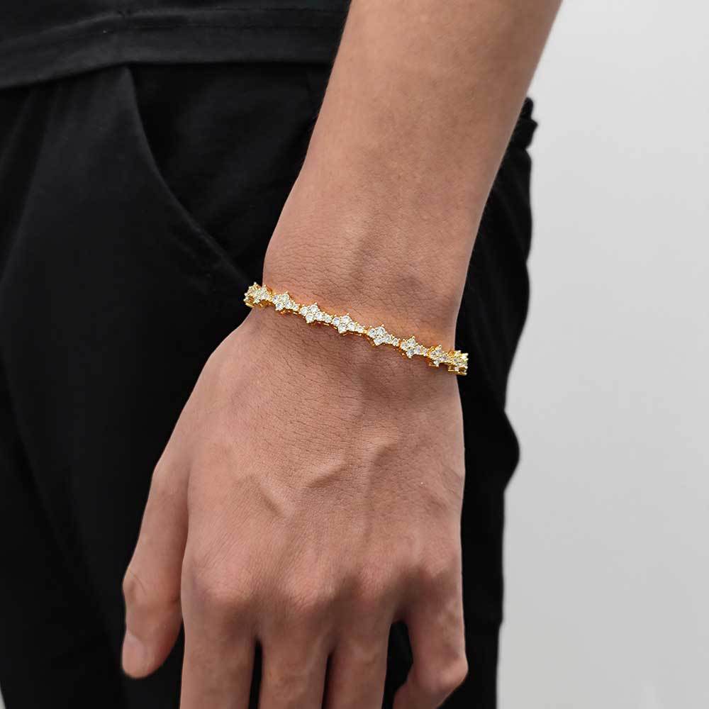 Tennis Chain Necklace and Bracelet Set with Cubic Zirconia in Gold or White Gold