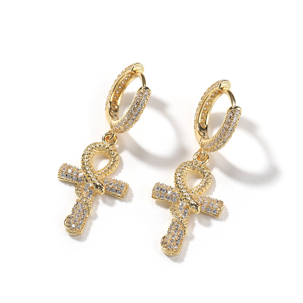 Hip-hop Anhe snake zircon earrings