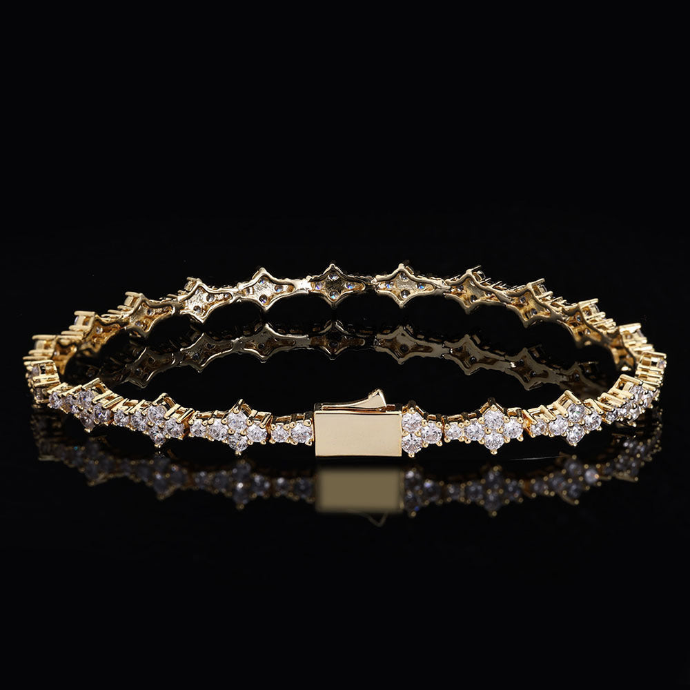 Tennis Chain Necklace and Bracelet Set with Cubic Zirconia in Gold or White Gold