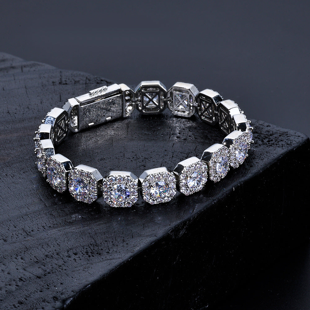 Stacking Ice Sugar Chain Zirconia Necklace and Bracelet Set in Gold or White Gold