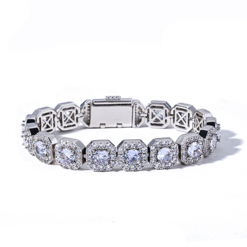 Stacking Ice Sugar Chain Zirconia Necklace and Bracelet Set in Gold or White Gold