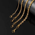 Twisted Rope Chain Necklace in Stainless Steel – Hip Hop Style Unisex Jewelry