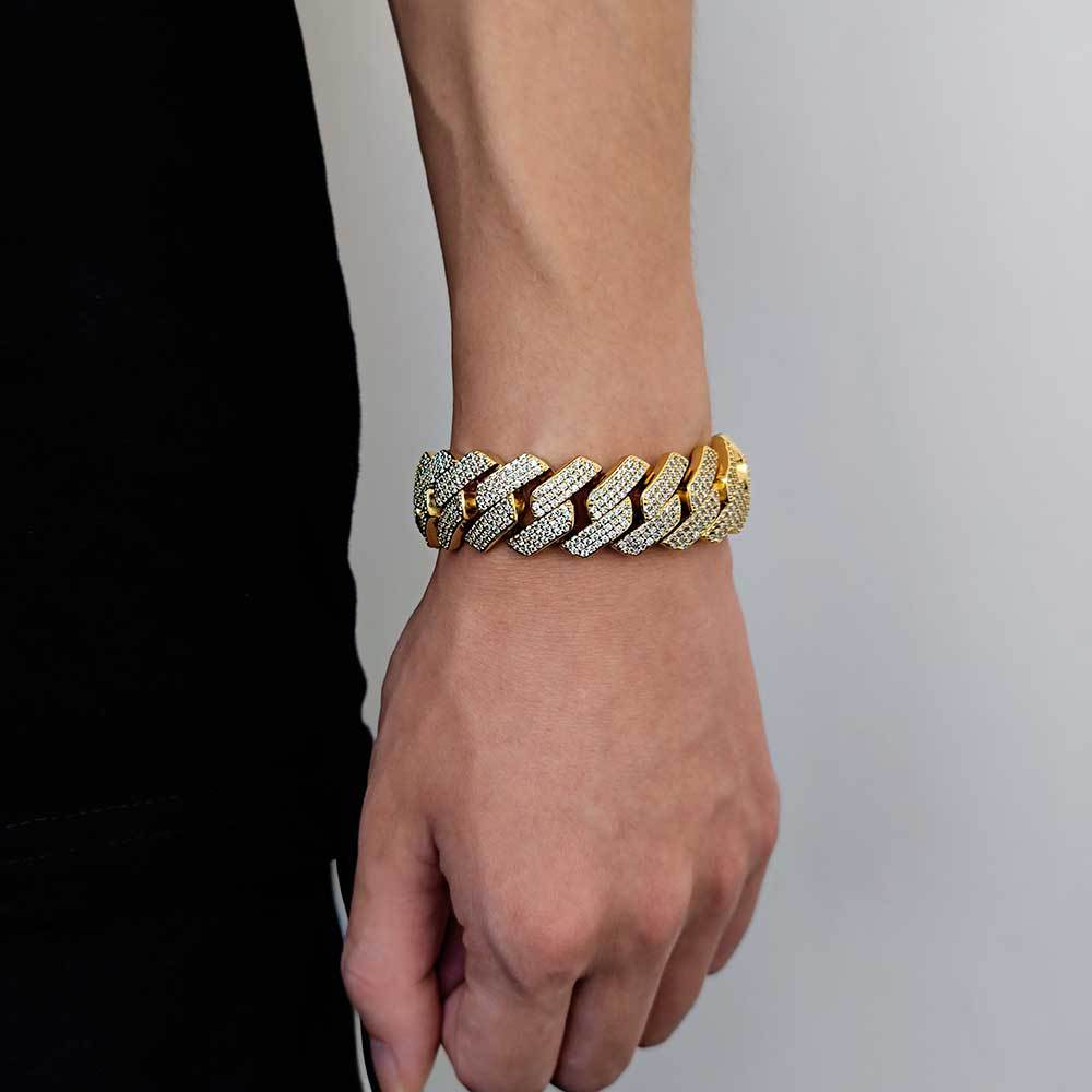 Cuban Link Zirconia Chain Bracelet in Gold or White Gold – Bold Hip Hop Jewelry for Men and Women