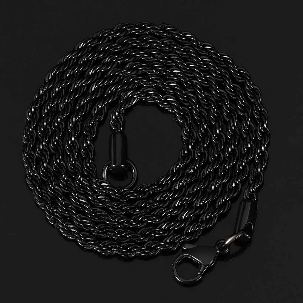 Twisted Rope Chain Necklace in Stainless Steel – Hip Hop Style Unisex Jewelry