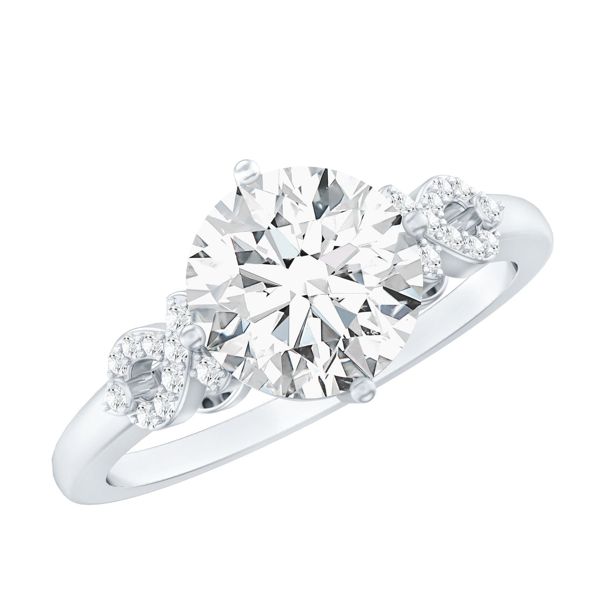 Certified 2 Carat Round Lab Grown Diamond Solitaire Engagement Ring