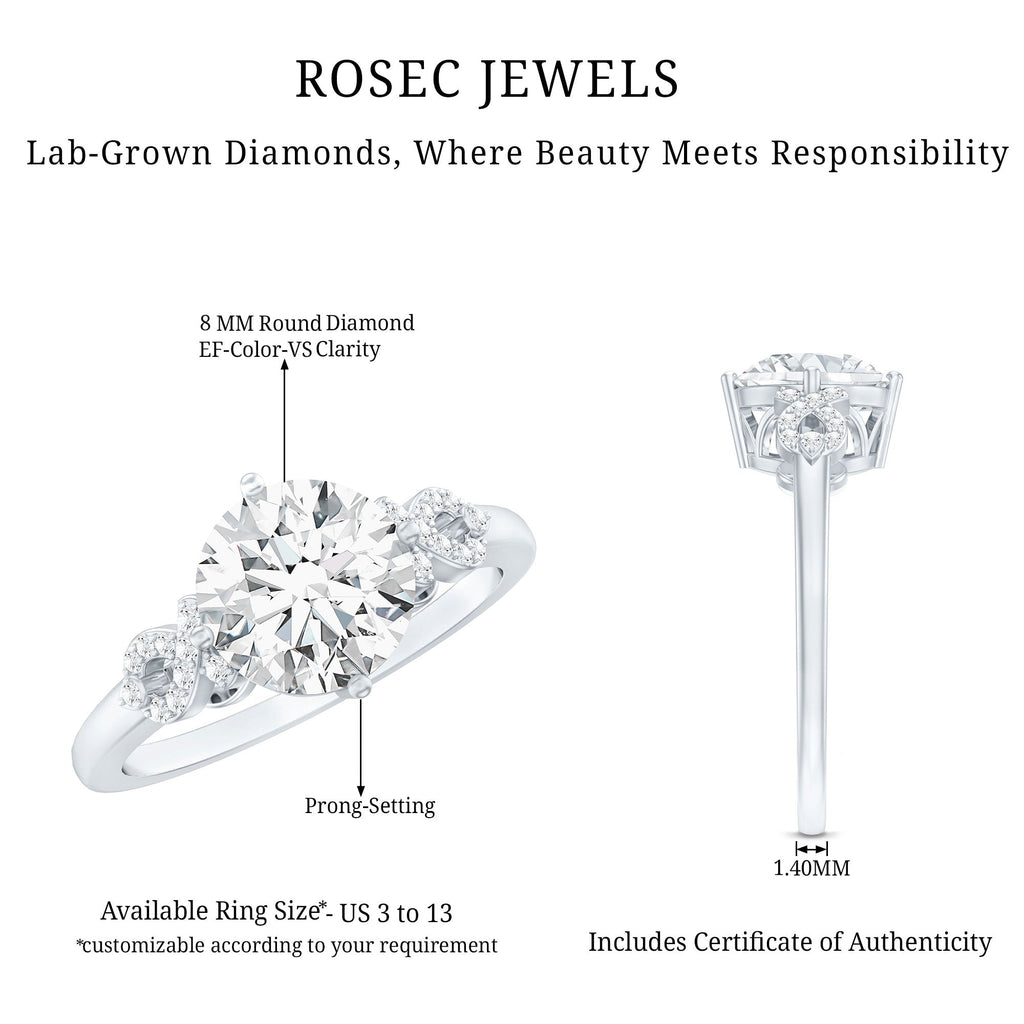 Certified 2 Carat Round Lab Grown Diamond Solitaire Engagement Ring