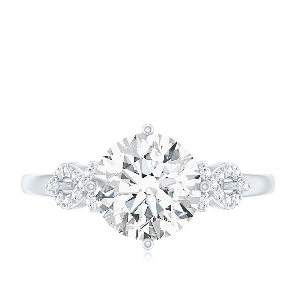 Certified 2 Carat Round Lab Grown Diamond Solitaire Engagement Ring