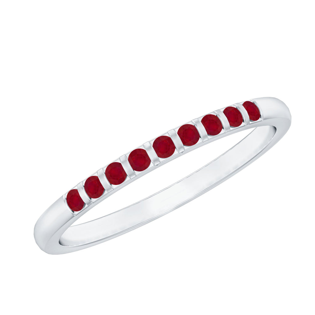 0.5 Carat Natural Round Ruby Half Eternity Band Ring