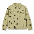 Olive Star Distressed Denim Jacket