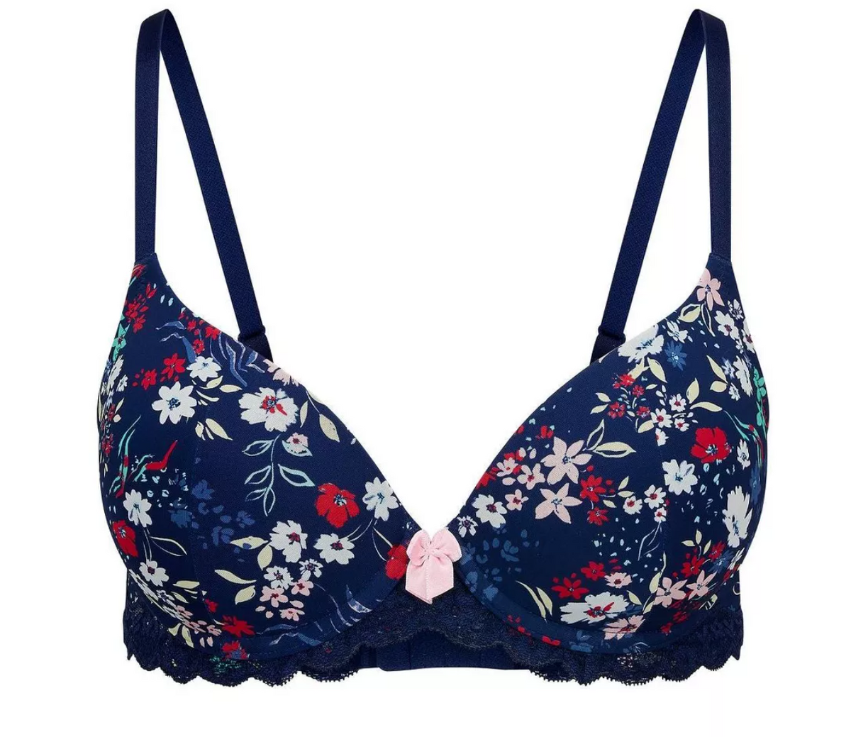 Adore Me Womens Kati Contour Demi Bra - Floral Blue, 34C