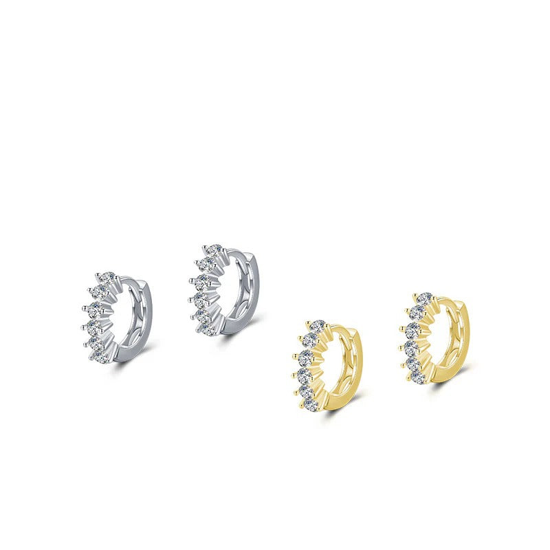 Minimalist Crystal Hoop Earrings in Sterling Silver – Modern Everyday Jewelry for Women