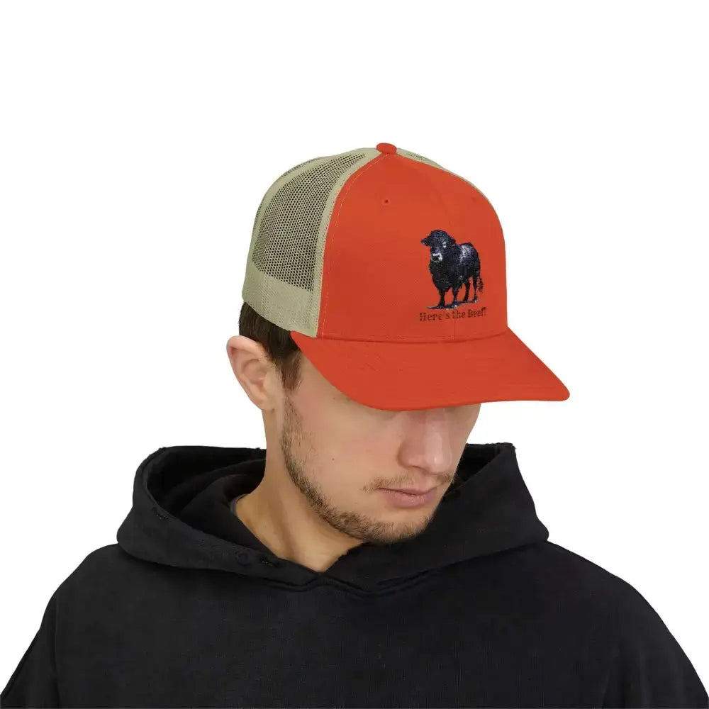 Black Angus Bull Snapback Truckers Hat, Farmers and Rancher Cap