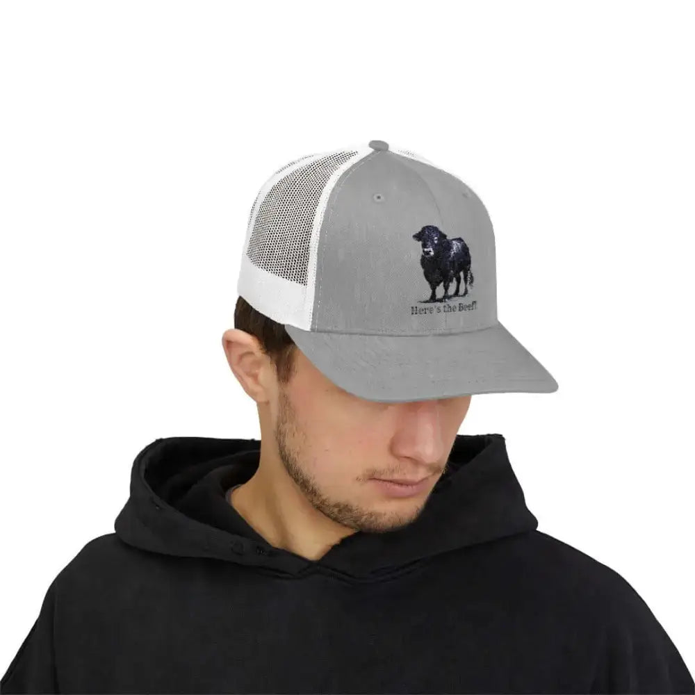 Black Angus Bull Snapback Truckers Hat, Farmers and Rancher Cap