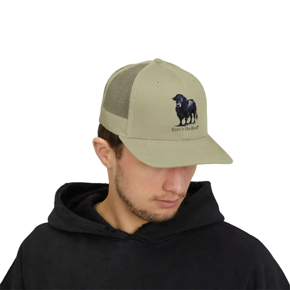 Black Angus Bull Snapback Truckers Hat, Farmers and Rancher Cap
