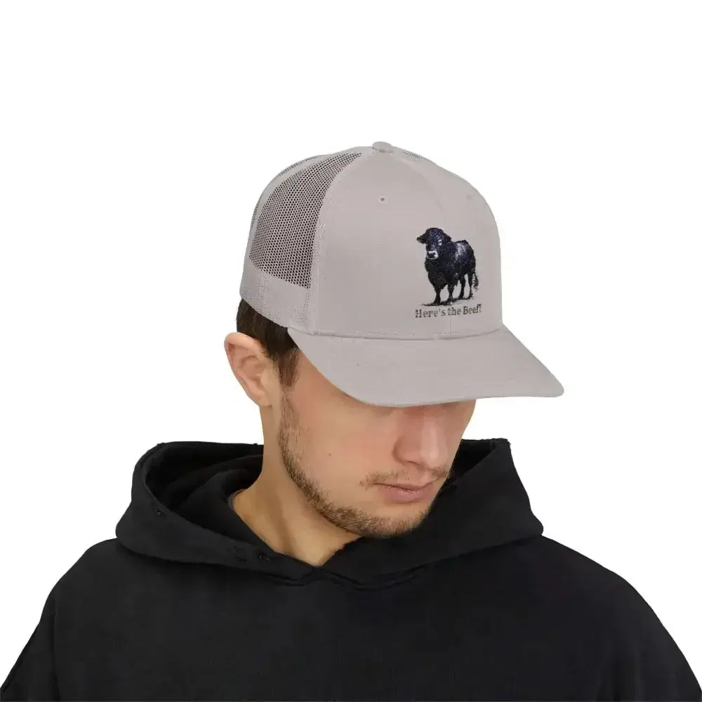 Black Angus Bull Snapback Truckers Hat, Farmers and Rancher Cap