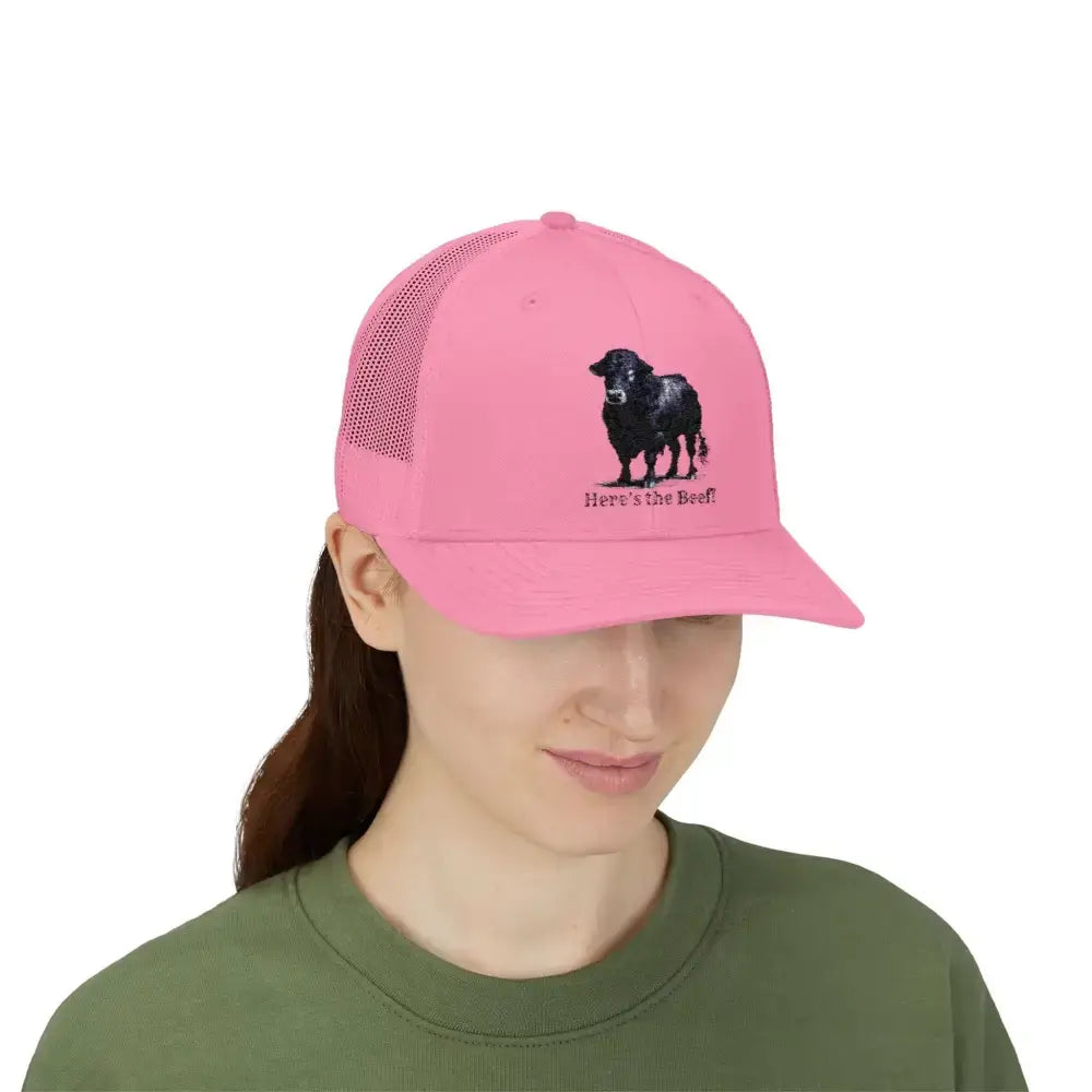 Black Angus Bull Snapback Truckers Hat, Farmers and Rancher Cap