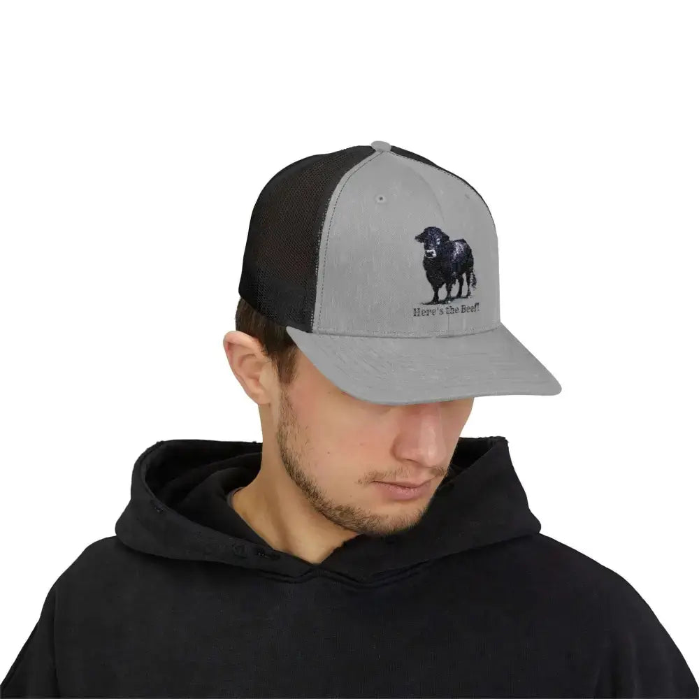 Black Angus Bull Snapback Truckers Hat, Farmers and Rancher Cap