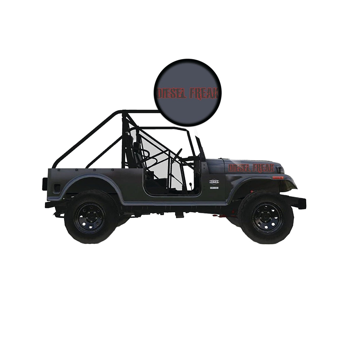 Blackout Diesel Freak With Red Outline -  Tailgate and Hood