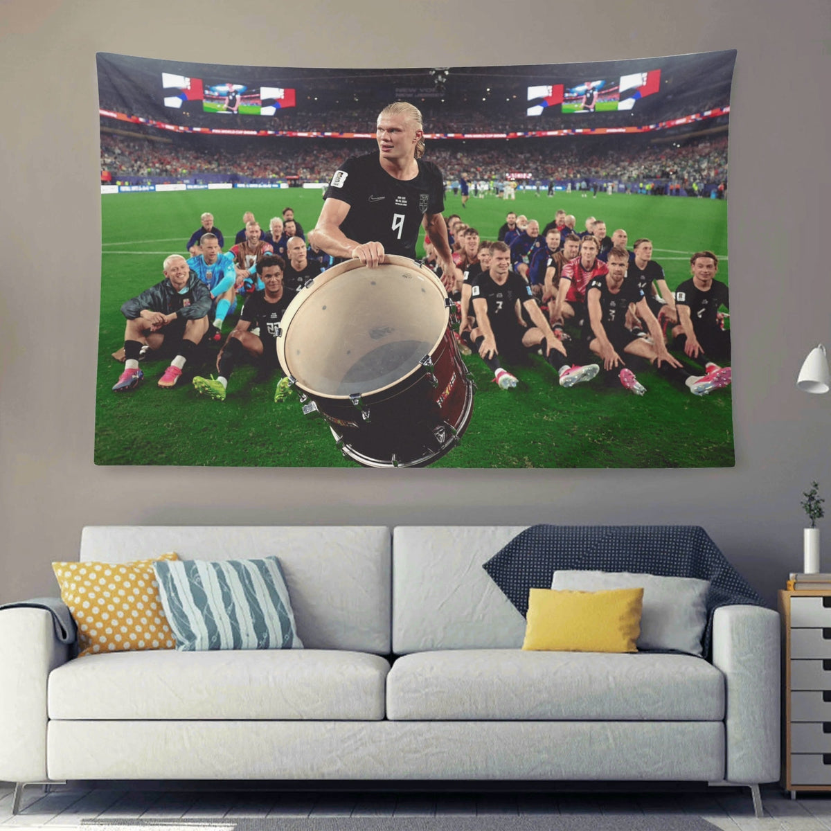 Erling Haaland Norway Viking Row Drum Flag For 2026 World Copa