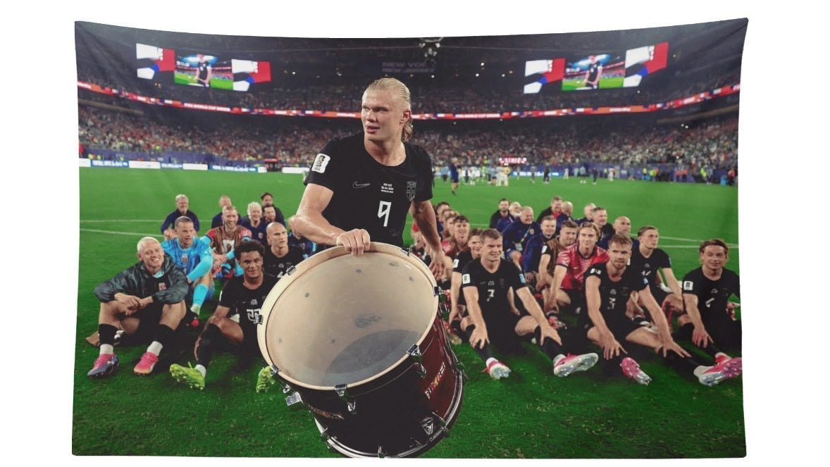 Erling Haaland Norway Viking Row Drum Flag For 2026 World Copa