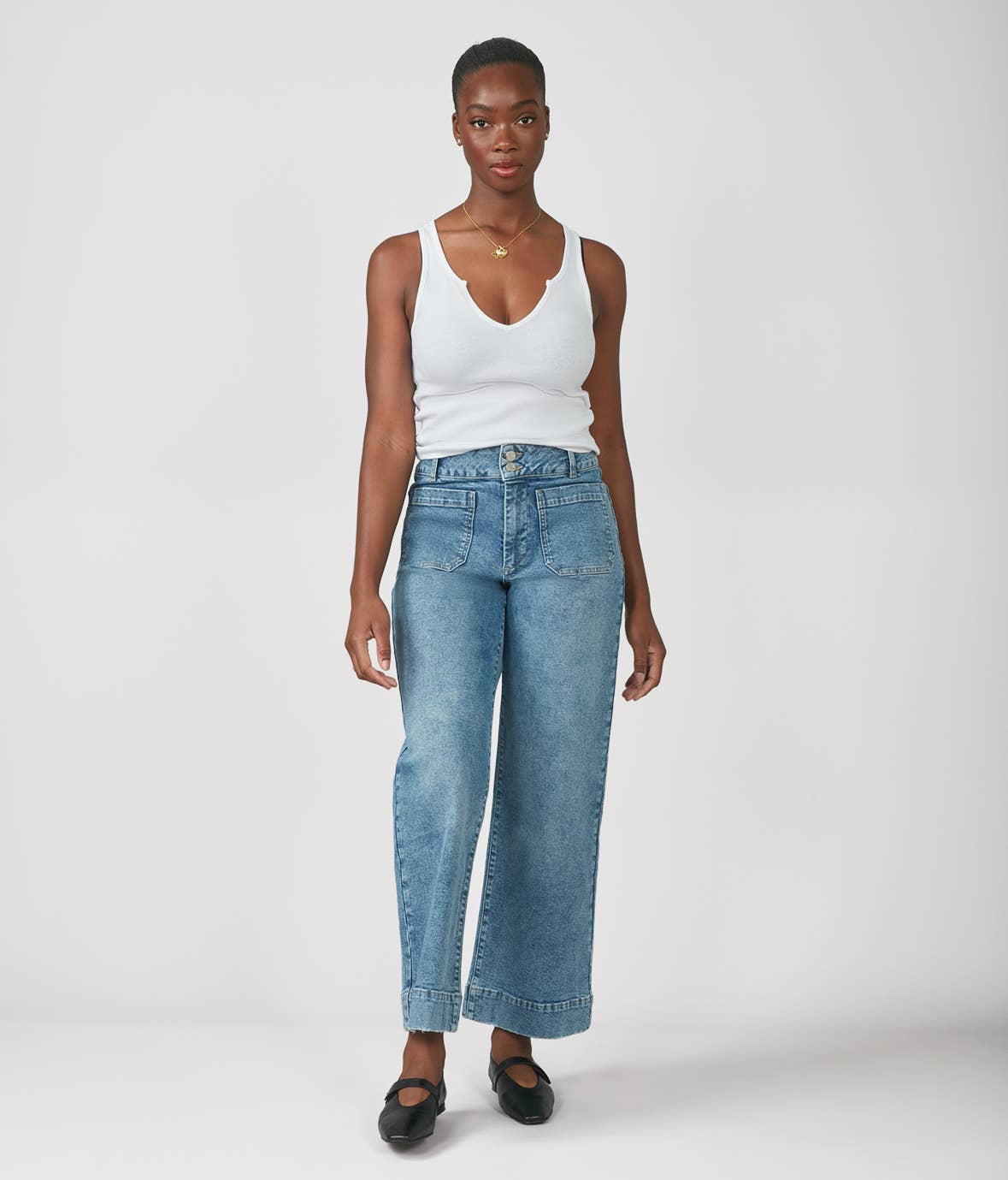 COLETTE-MDL High Rise Wide Leg Jeans 30" Inseam