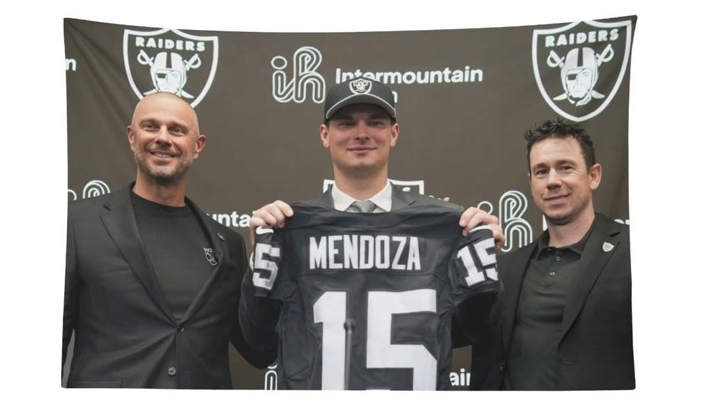 Fernando Mendoza Raiders Jersey Draft Flag