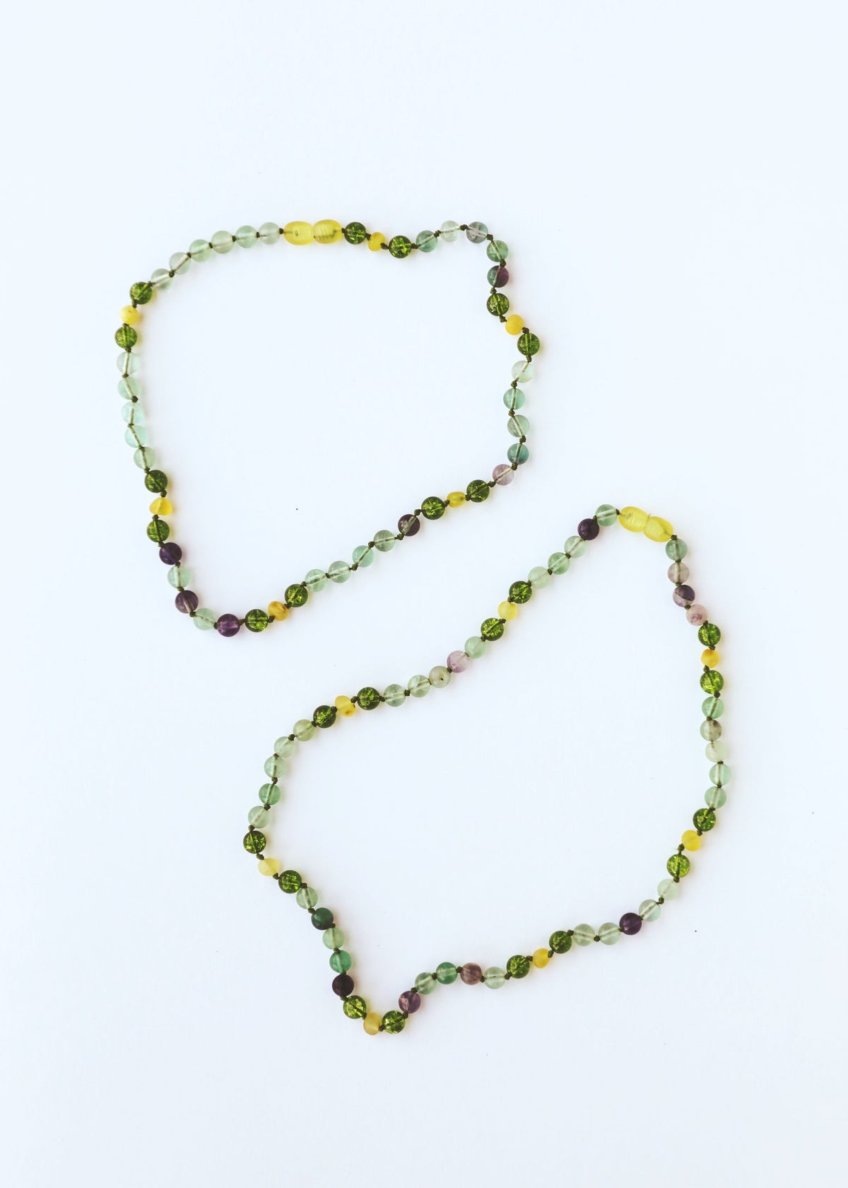 Raw Baltic Sea Amber + Fluorite + Peridot || Gemstone Necklace