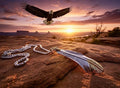Sterling Silver Western Eagle Cross Necklace, Western Feather