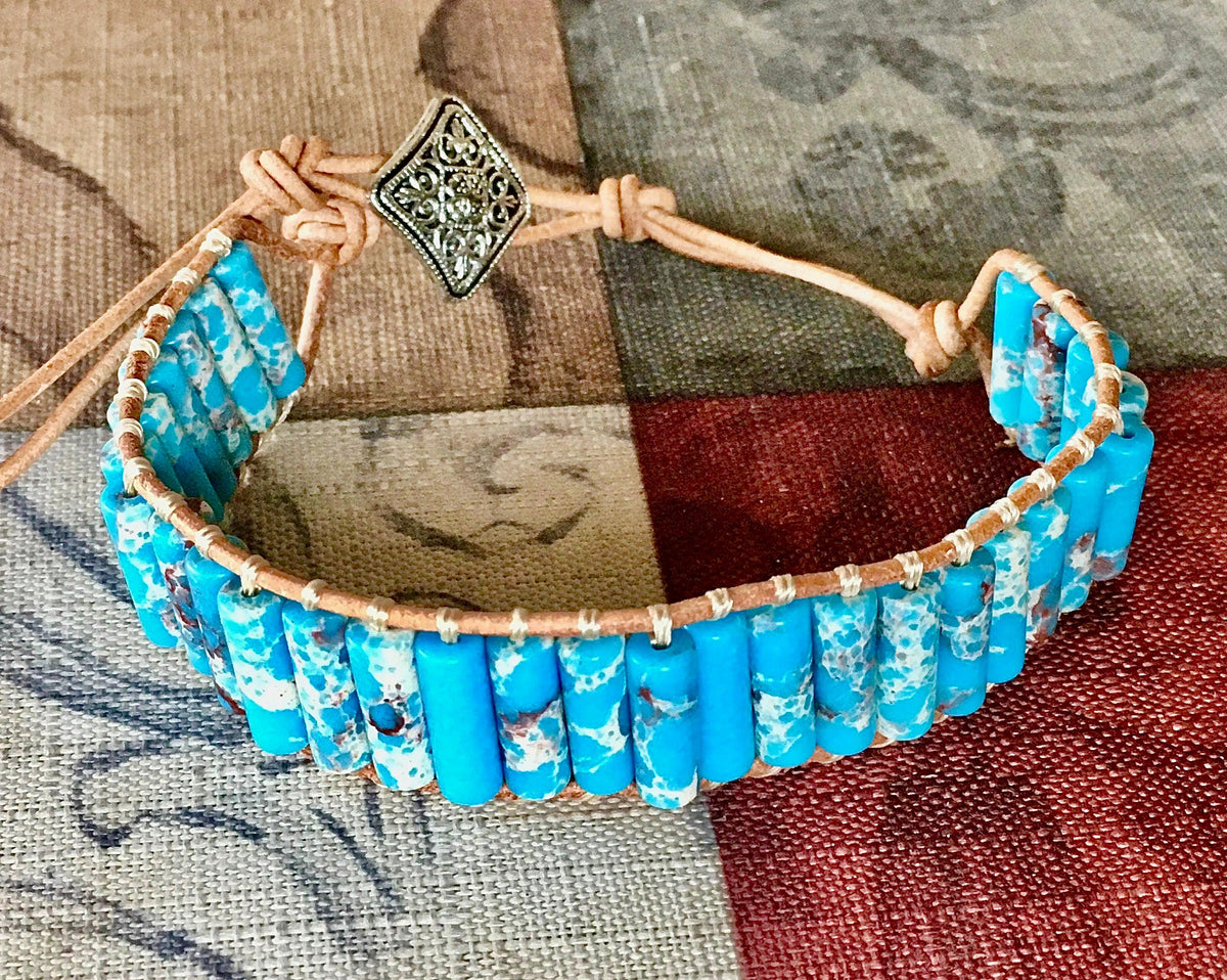 Natural Stone Single Wrap Southwestern Bracelet