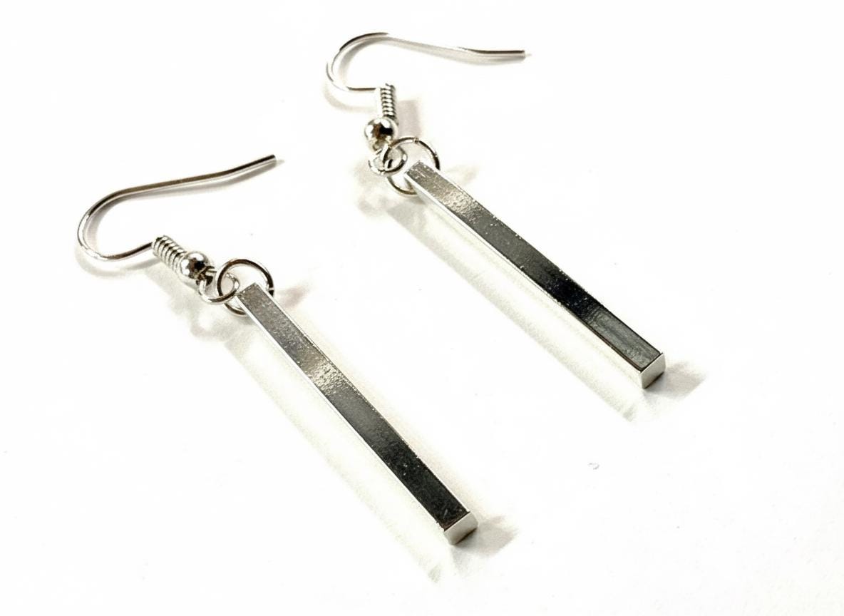 Sterling Silver Vertical Bar Earring & Necklace Set