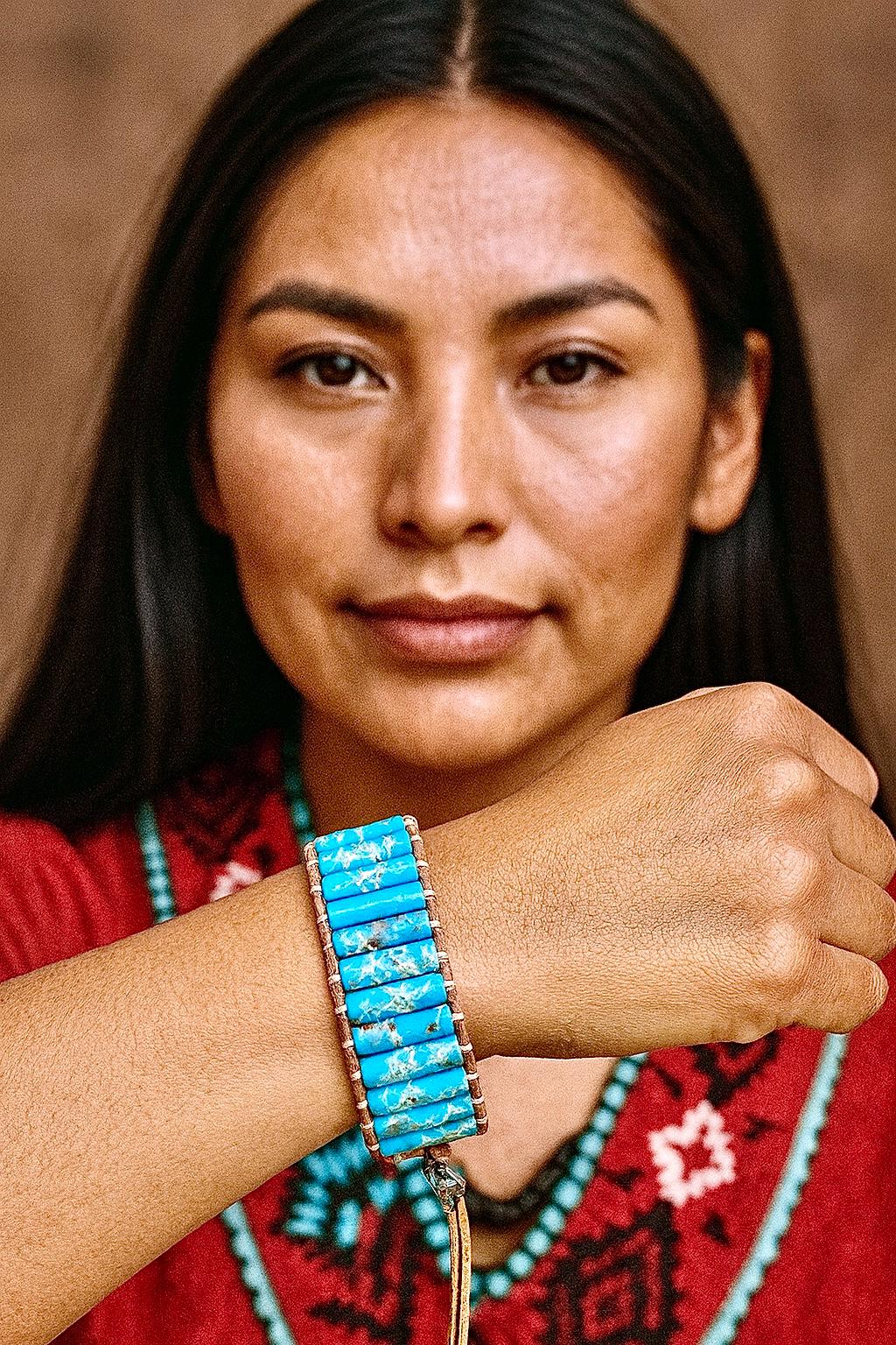 Natural Stone Single Wrap Southwestern Bracelet
