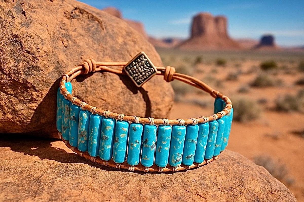 Natural Stone Single Wrap Southwestern Bracelet