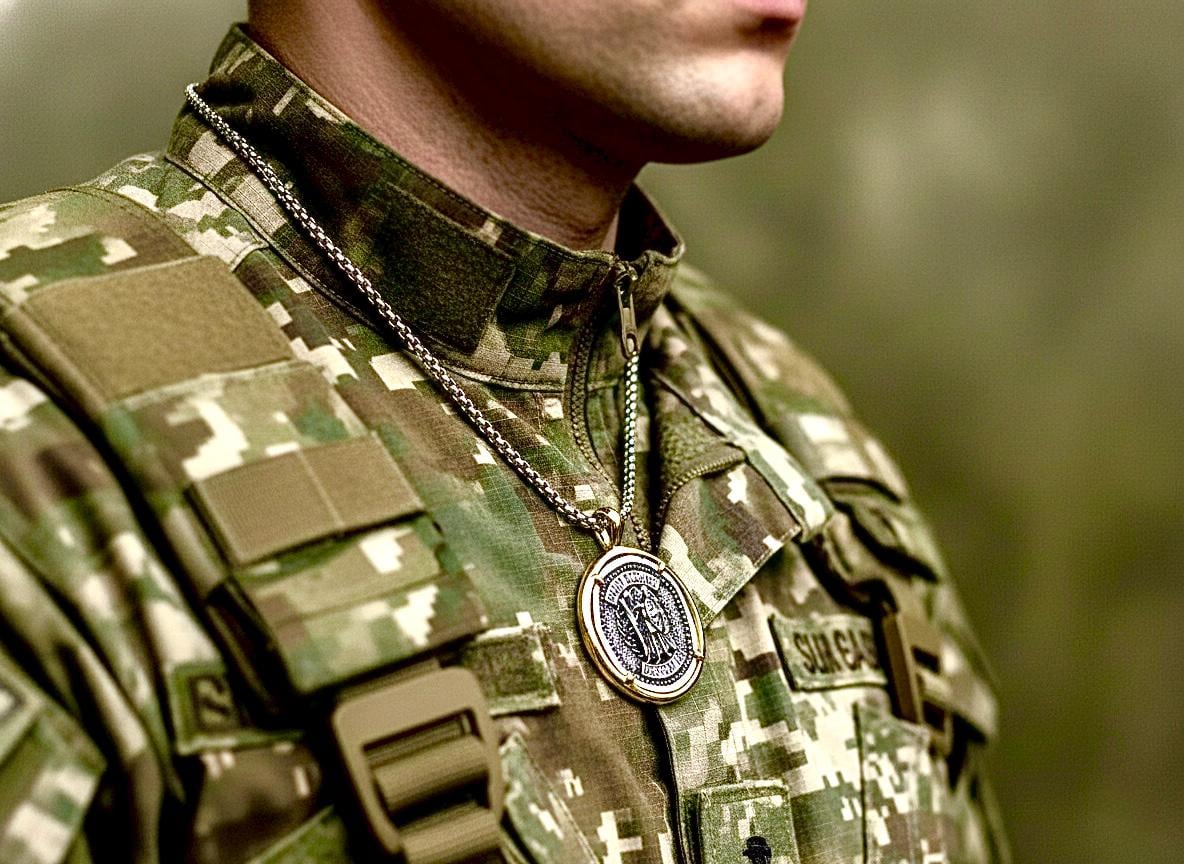 Saint Michael Necklace, Defend Me, Gold Frame