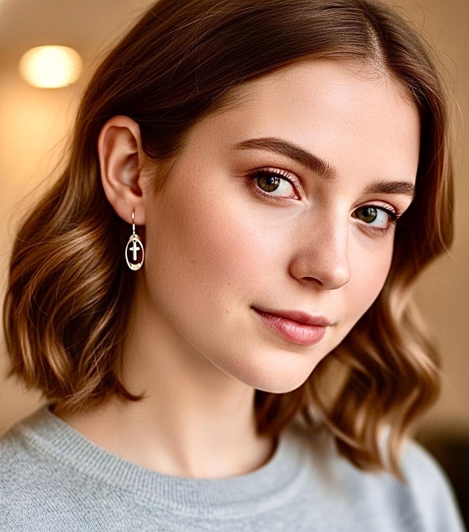 Tiny Silver Cross Hoop Earrings, Small Shadow Box Dangle Drops