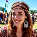 Boho Tassel Cross Earrings, Silver Gold Hippie Fringe Drops