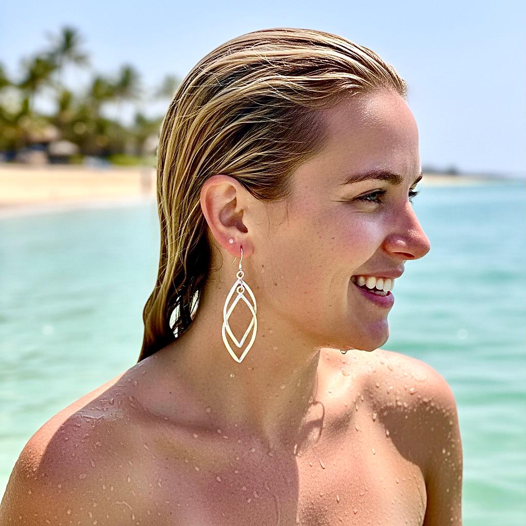 Long Slender Infinity Twist Hoop Earrings | Gold Silver Dangle Drop