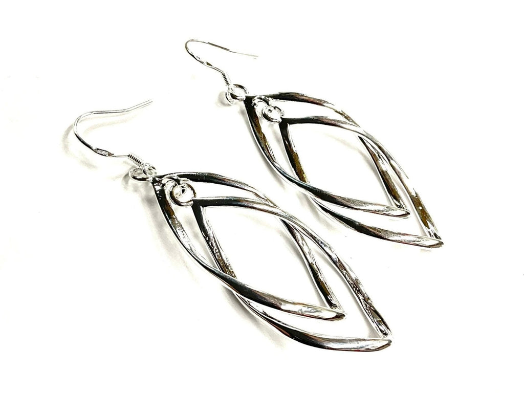 Long Slender Infinity Twist Hoop Earrings | Gold Silver Dangle Drop