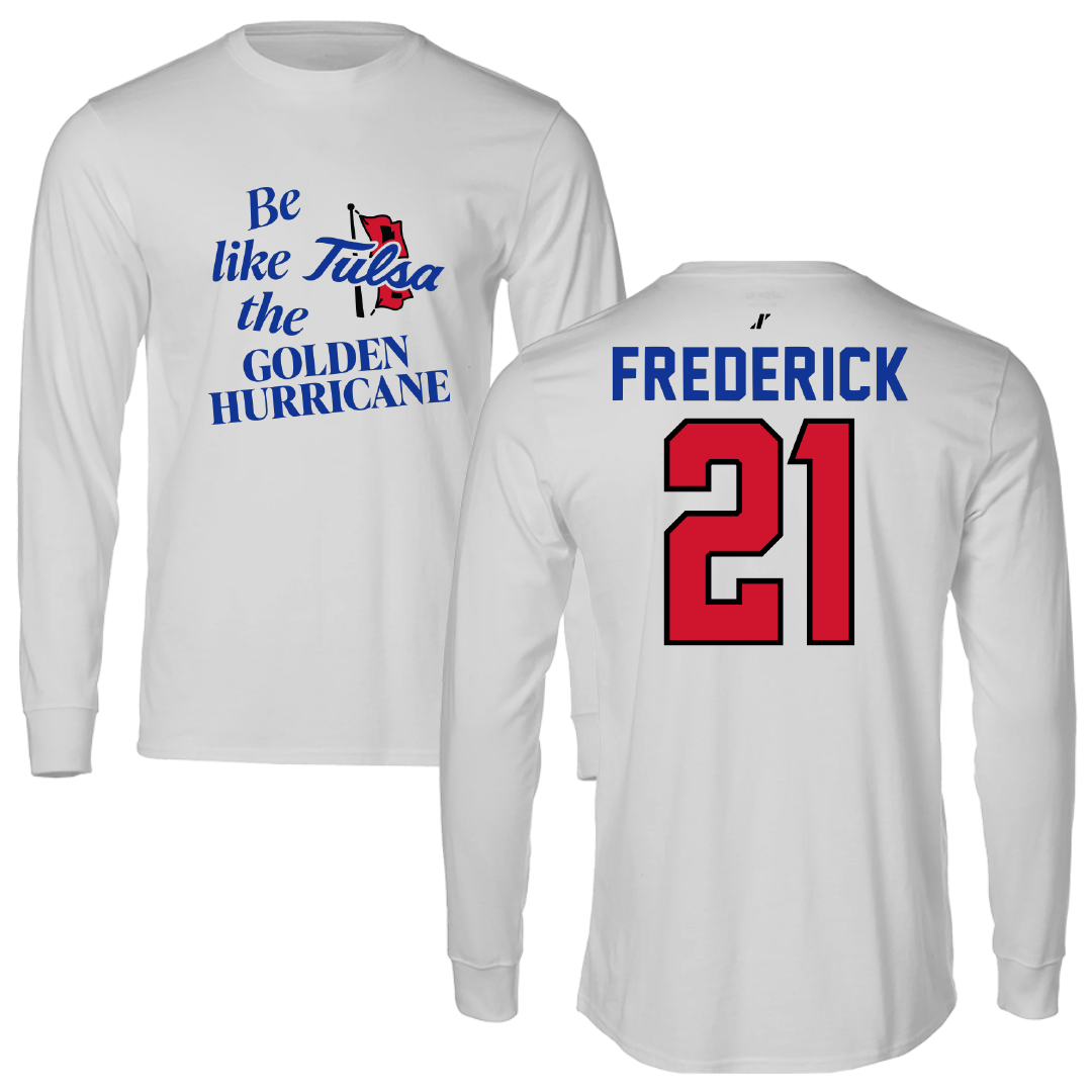 The University of Tulsa Soccer Light Gray Be Like Us Long Sleeve - #21 Jordan Frederick
