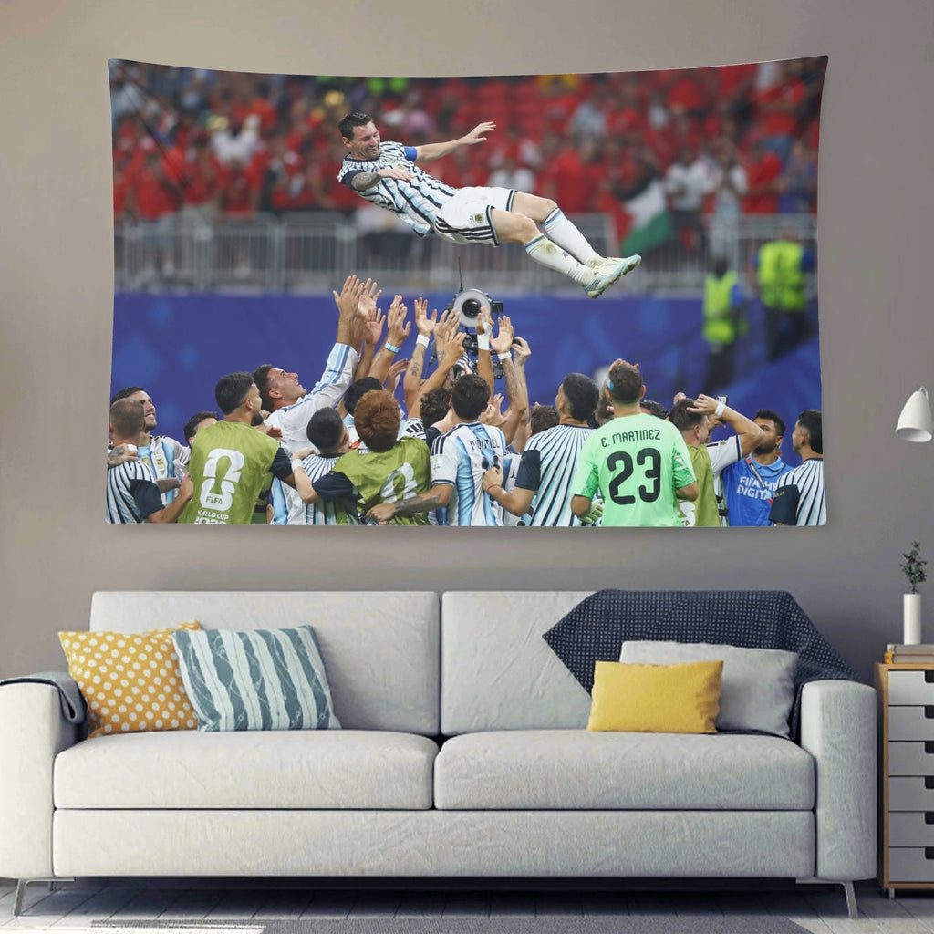 Lionel Messi Argentina Vs. Egypt Team Air Toss Celebration Flag For 2026 World Copa