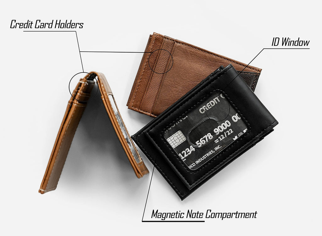 Florida Panthers Premium Black Man Made Leather Wallet, Front Pocket Magnetic Money Clip, Laser Engraved